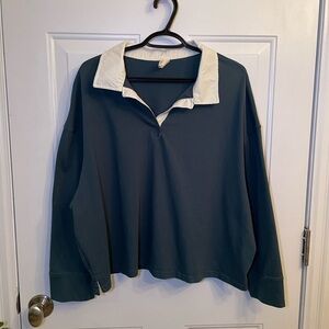 White and Green Oversized Polo Jersey